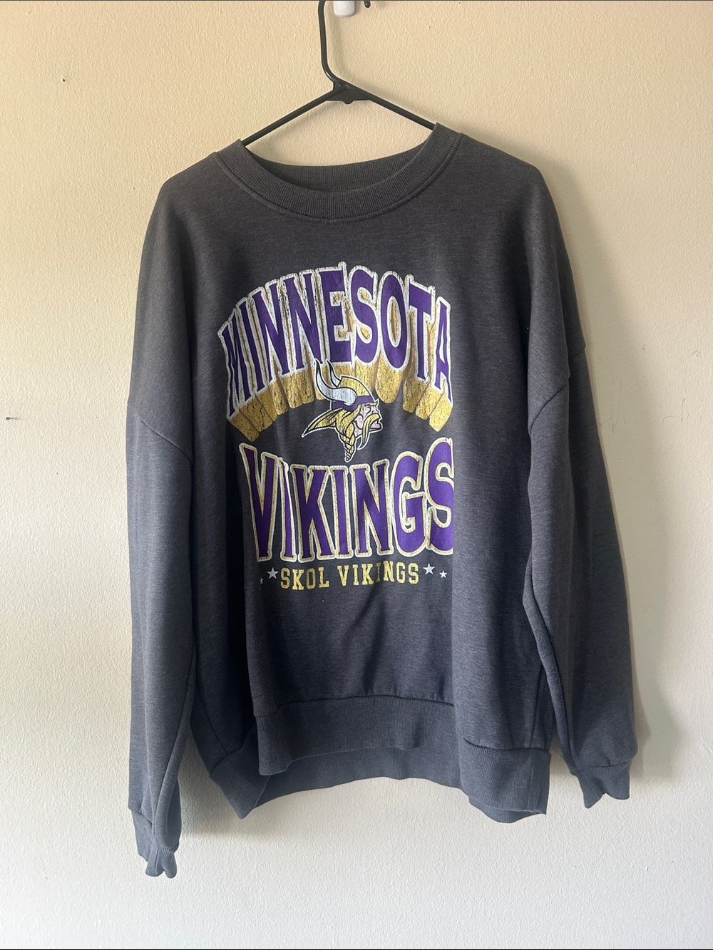 Minnesota Vikings Charcoal Crewneck Sweatshirt by game day couture- oversized